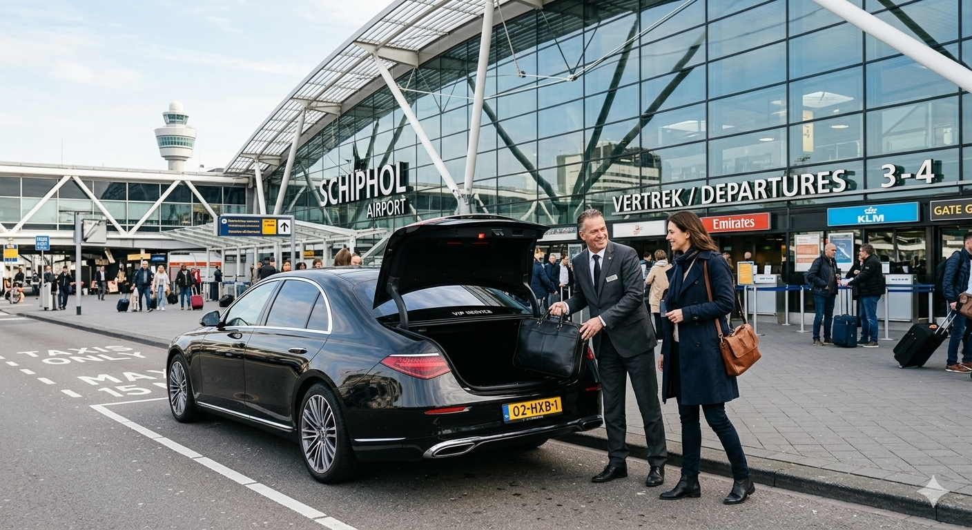 UwTaxiAmsterdam driver loading luggage in Mercedes